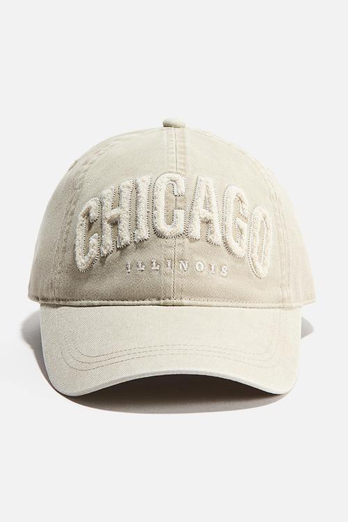 Embroidered-motif twill cap - light beige/chicago