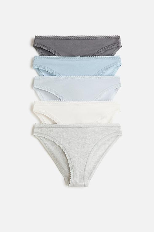 5-pack cotton briefs - light grey marl/blue/white