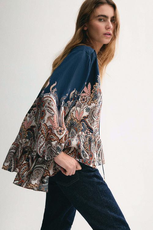Oversized blouse - dark blue/paisley pattern