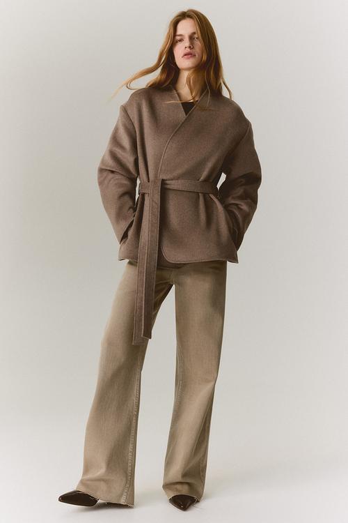 Tie-belt coat - mole