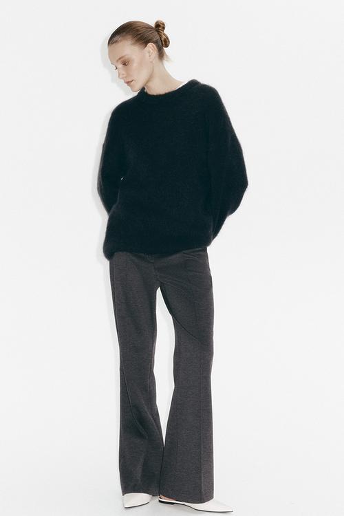 Bootcut crease-front trousers - dark grey
