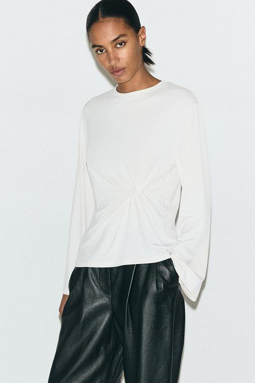 Twist-detail top - light beige