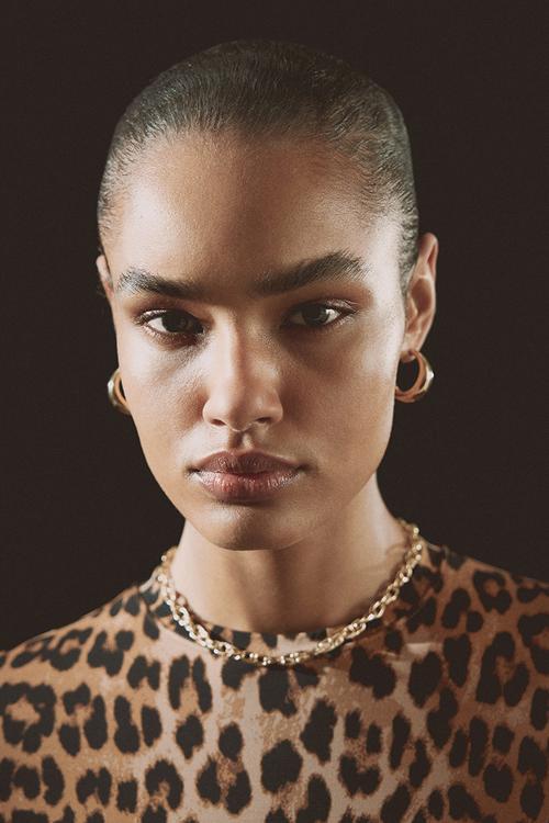 Long-sleeved body - dark beige/leopard print