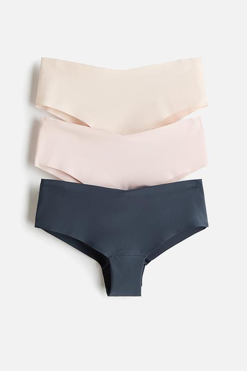 3-Pack invisible hipster briefs - navy blue/light beige
