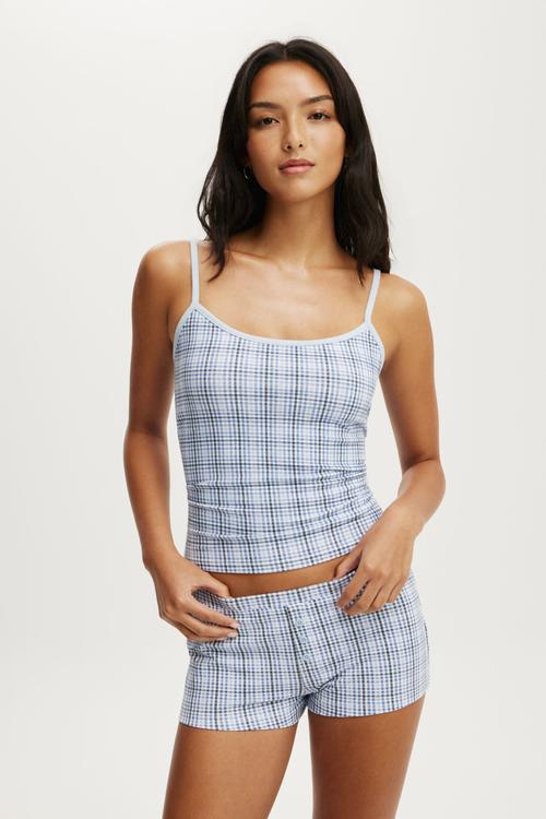 Dreamy soft boyshort - isla micro check daydream blue