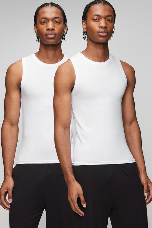 2 Pack Cotton Lycra Vest - White