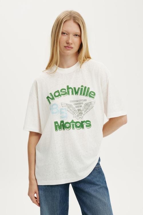 The Boxy Graphic Tee - Nashville Motors/Vintage White