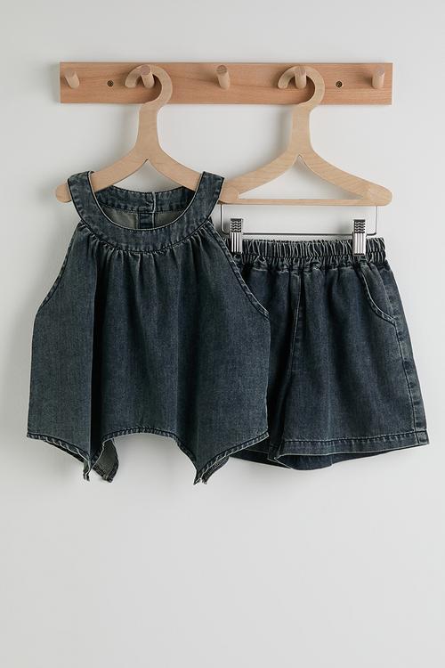 Denim top and shorts - blue