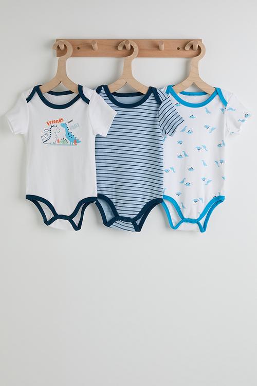 3 Pack bodysuit - white/blue stripe/aop