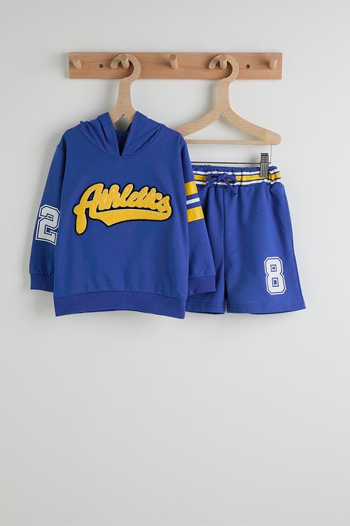 Hoodie with sweatshorts - royal blue / multi