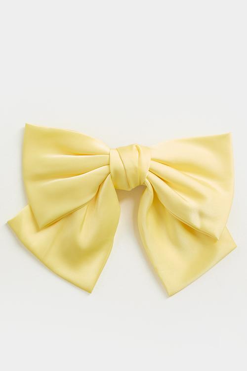 Satin bow hair clip - butter yellow