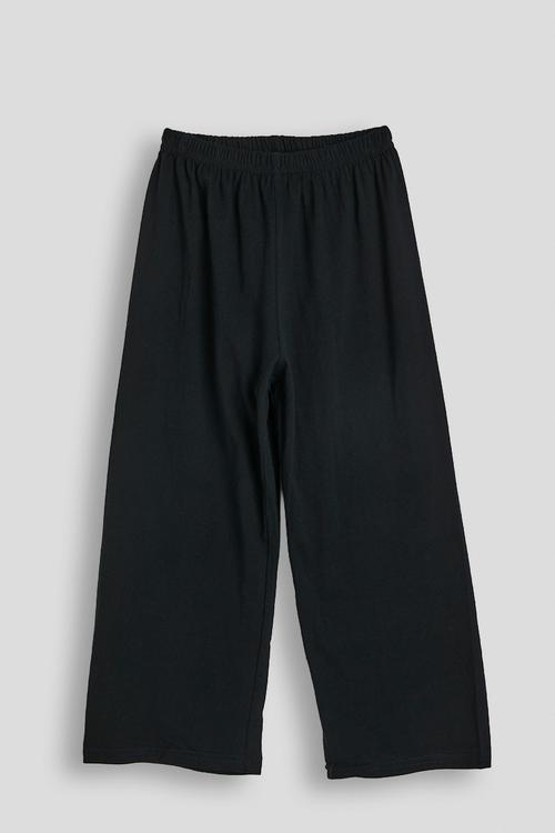 Plain wide leg pj pants - black