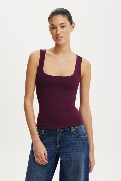 Hold Me Scoop Tank - Blackberry Belle