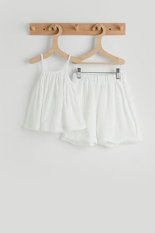 A-line camisole top and shorts - white