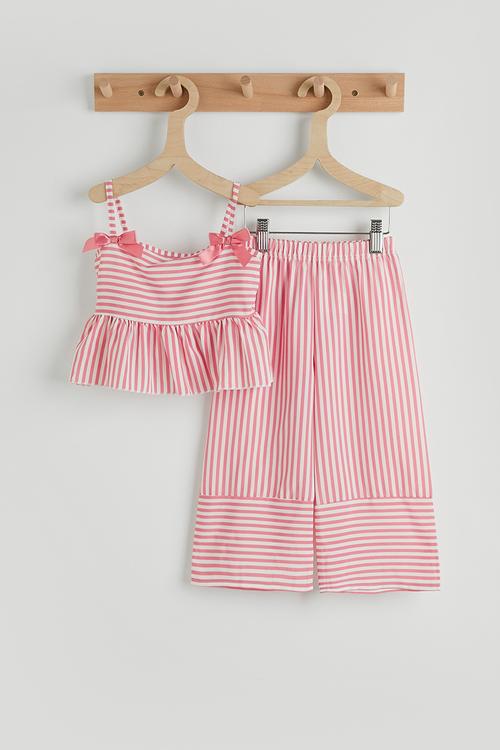 Peplum camisole and pants - pink stripe