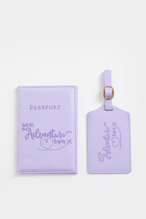 Passport cover and luggage tag set - lavender