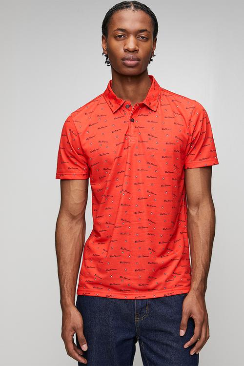Ben Tar AOP Polo  - Red