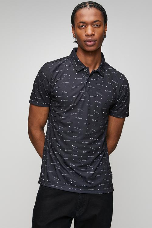 Ben Tar AOP Polo  - Black