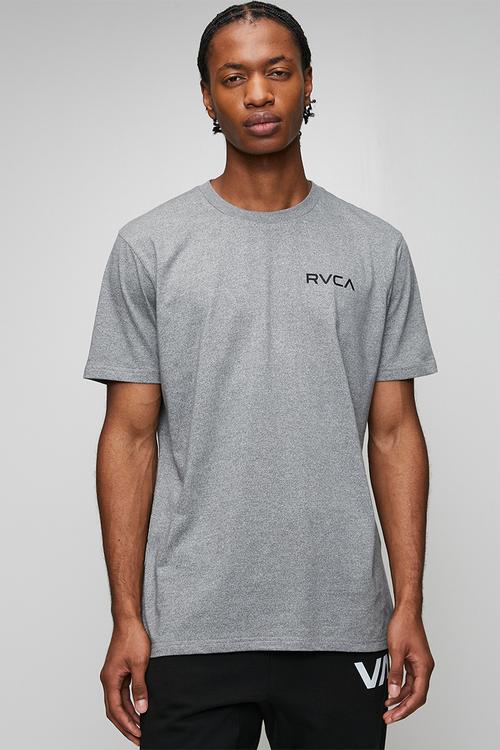Small Rvca Essentials Short Sleeve - Grey Noise Mocktwist - Black Logo