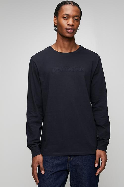 Noah Embroidery Long Sleeve T-Shirt - Navy