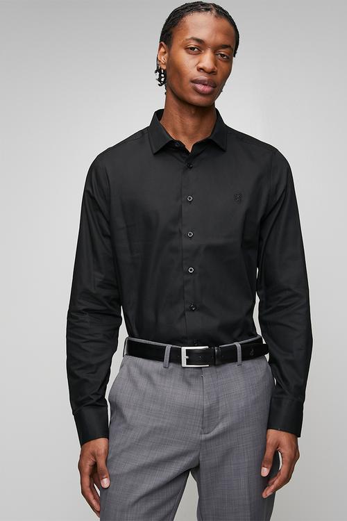 Tim Long Sleeve Tailored Shirt - Black