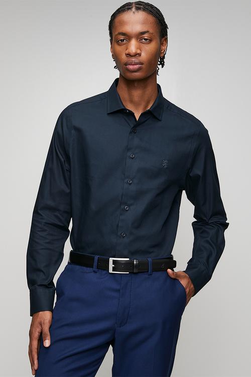 Tim Long Sleeve Tailored Shirt - Navy