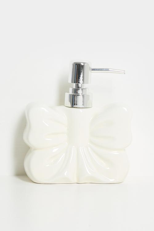 Bow design soap dispenser - off white