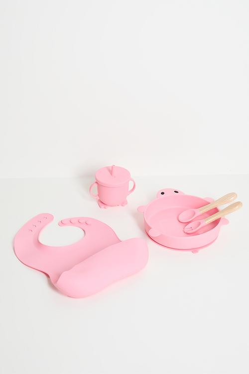Silicone baby tableware - pink