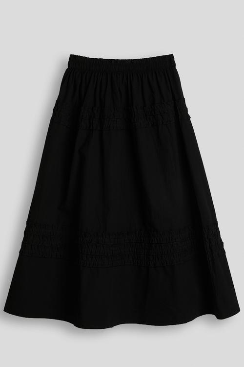 Ruffled design a-line skirt - black