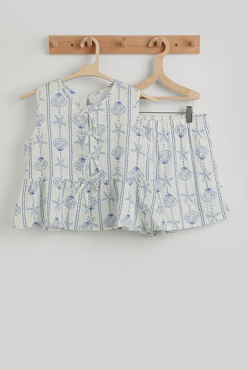 Motif peplum tee and shorts - white