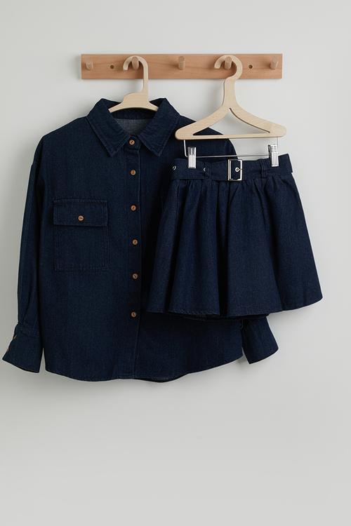 Denim jacket and skort - dark blue