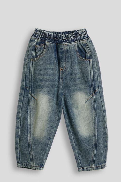Panelled stone wash jeans - blue