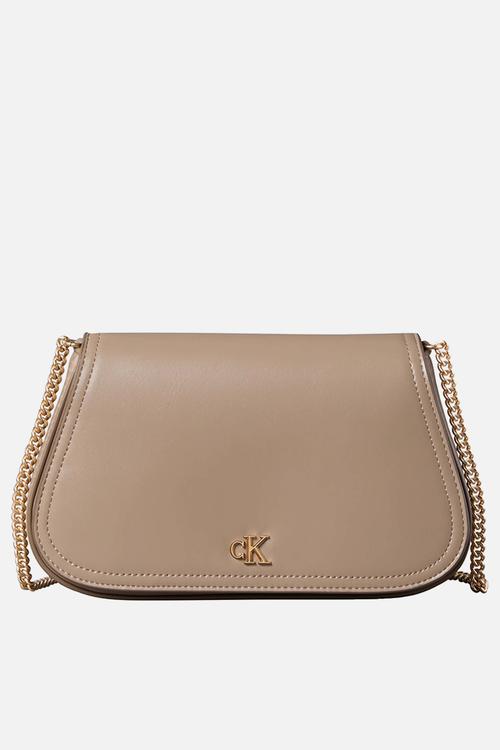Ck curved wallet on chain - desert taupe