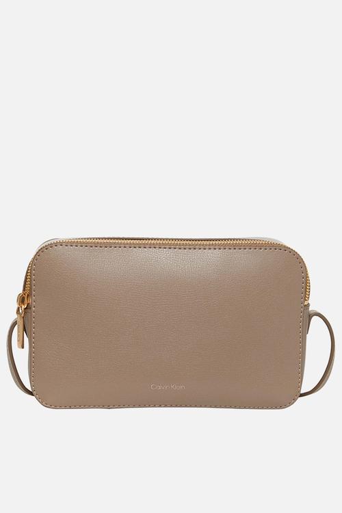 Foil logo elongated camera bag - desert taupe