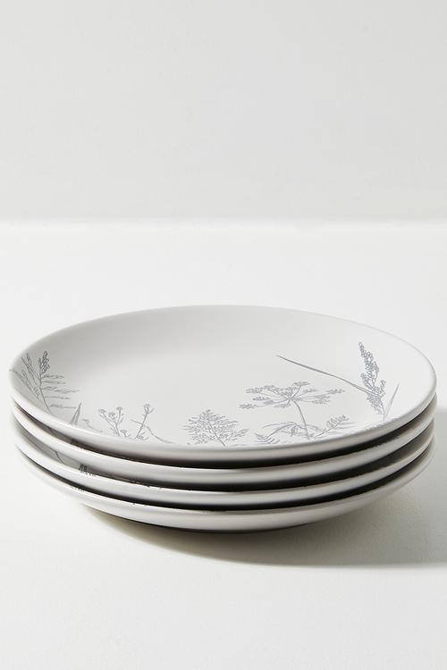 Flora side plate set of 4 - Grey