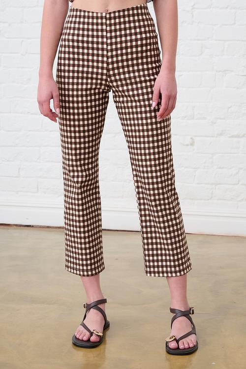 Bengaline Cropped Pants - Choc Gingham