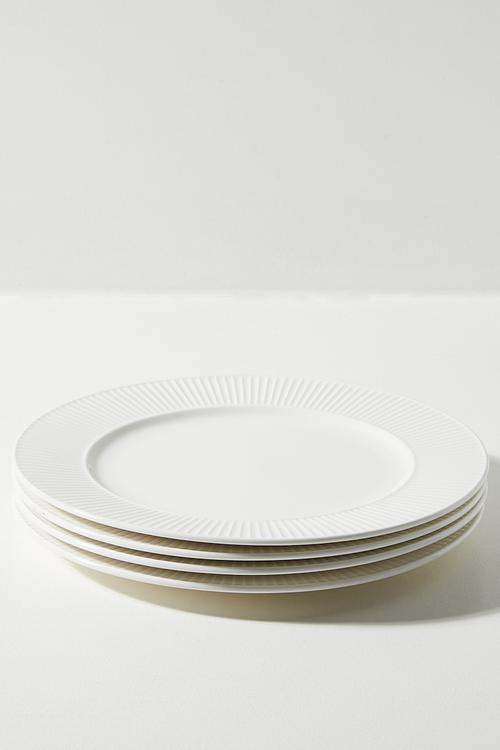 Sia porcelain dinner plate set of 4 - White
