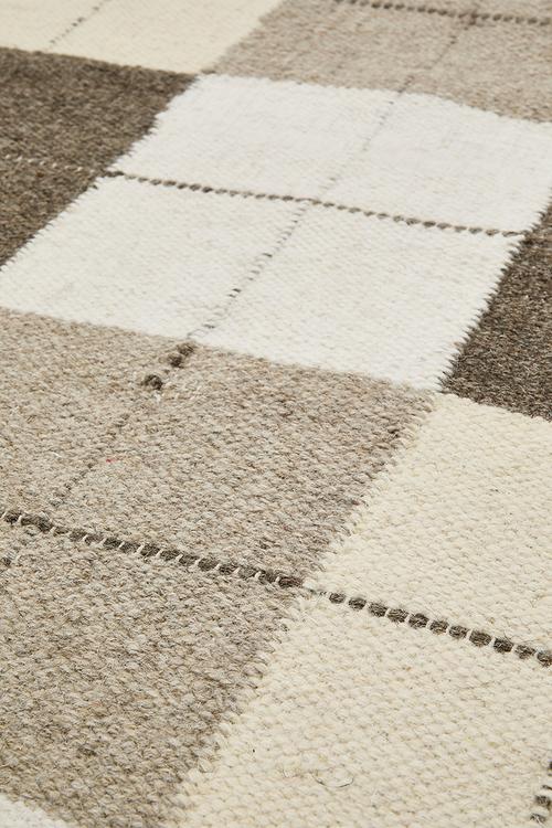 Milos Check Wool Blend Rug - Natural