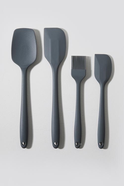 Silicone kitchen utensil set of 4 - Grey