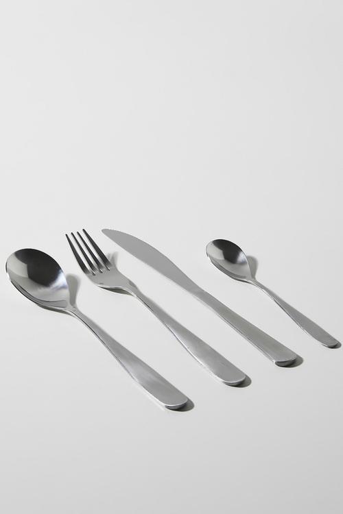Mirror stainless steel cutlery 16 piece set - silver