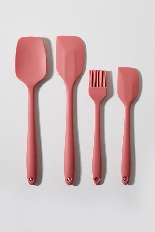 Silicone kitchen utensil set of 4 - Coral