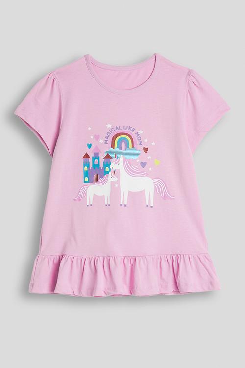 T-shirt dress with hem frill - pink