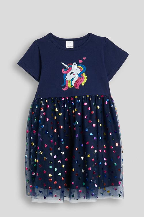 T-shirt dress with heart printed tulle skirt - dark navy
