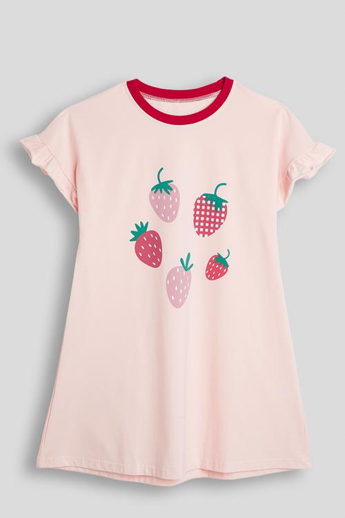 Strawberry graphic tee dress - pink