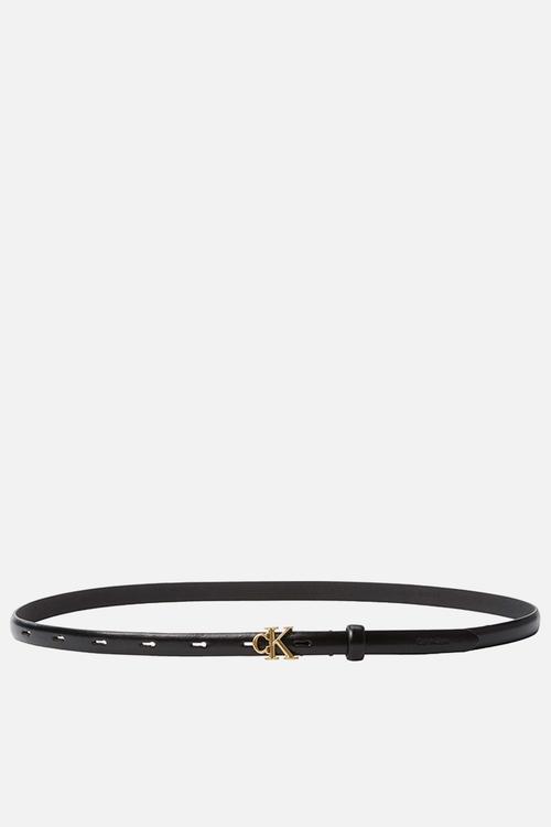Round ck buckle 15mm belt smooth - black/ antique light gold