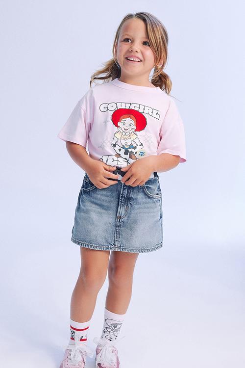 License Drop Shoulder Short Sleeve Tee - Lcn Dis Tea Party Pink/Toy Story Cowgirl Jess