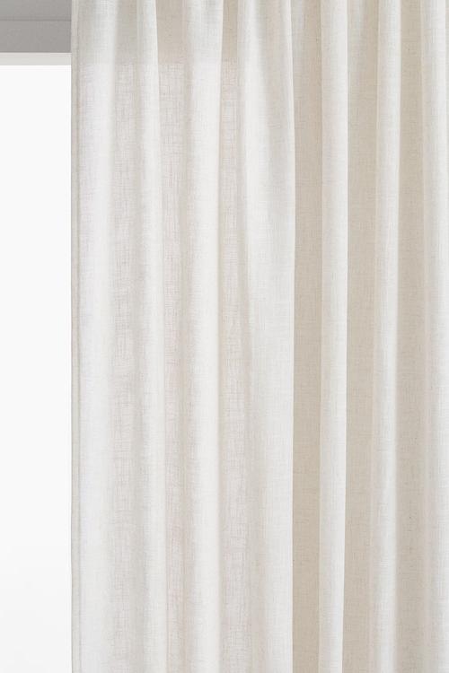 2 Pack extra-long slub-weave curtains - natural white