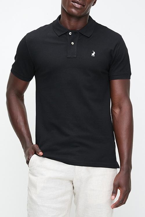 Mens stretch pique short sleeve golfer - black