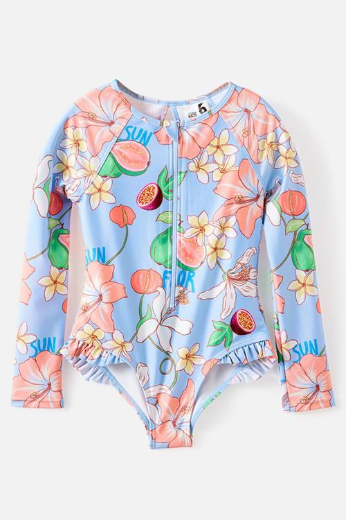 Lydia Low One Piece - Dawn Blue/Tropical Floral