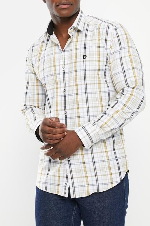 Pc179 checked  formal shirt - white